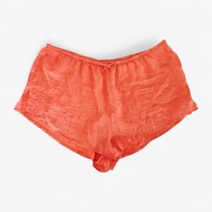 Free People Silky Satin Lounge Sleep Drawstring Relaxed Fit Shorts in Coral L